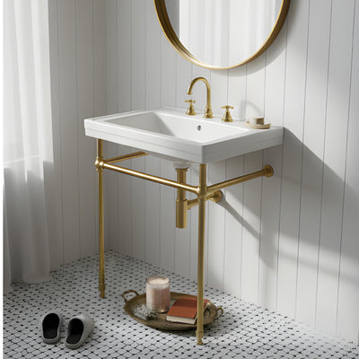 TURNER HASTINGS STAFFORD NUOVO BASIN STAND BRUSHED BRASS 585MM