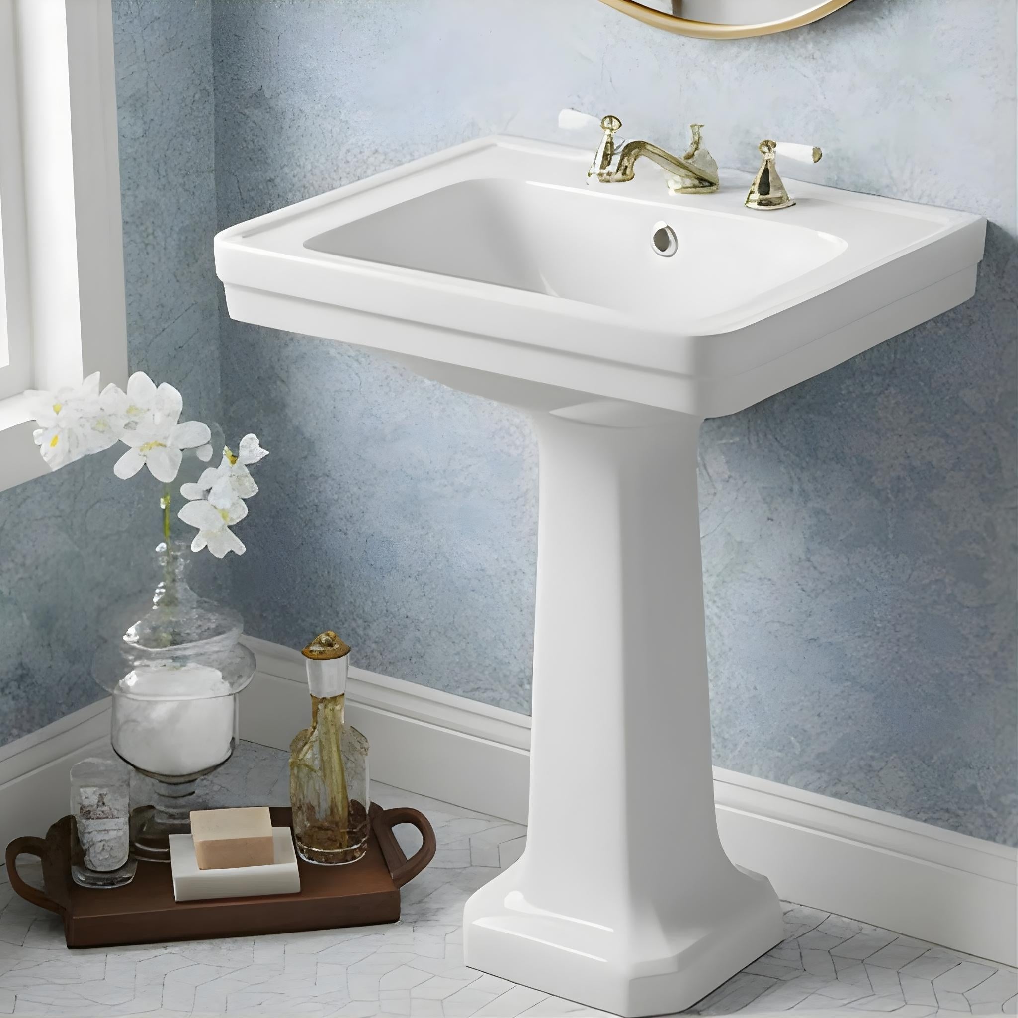 TURNER HASTINGS STAFFORD BASIN & PEDESTAL GLOSS WHITE 585MM X 680MM