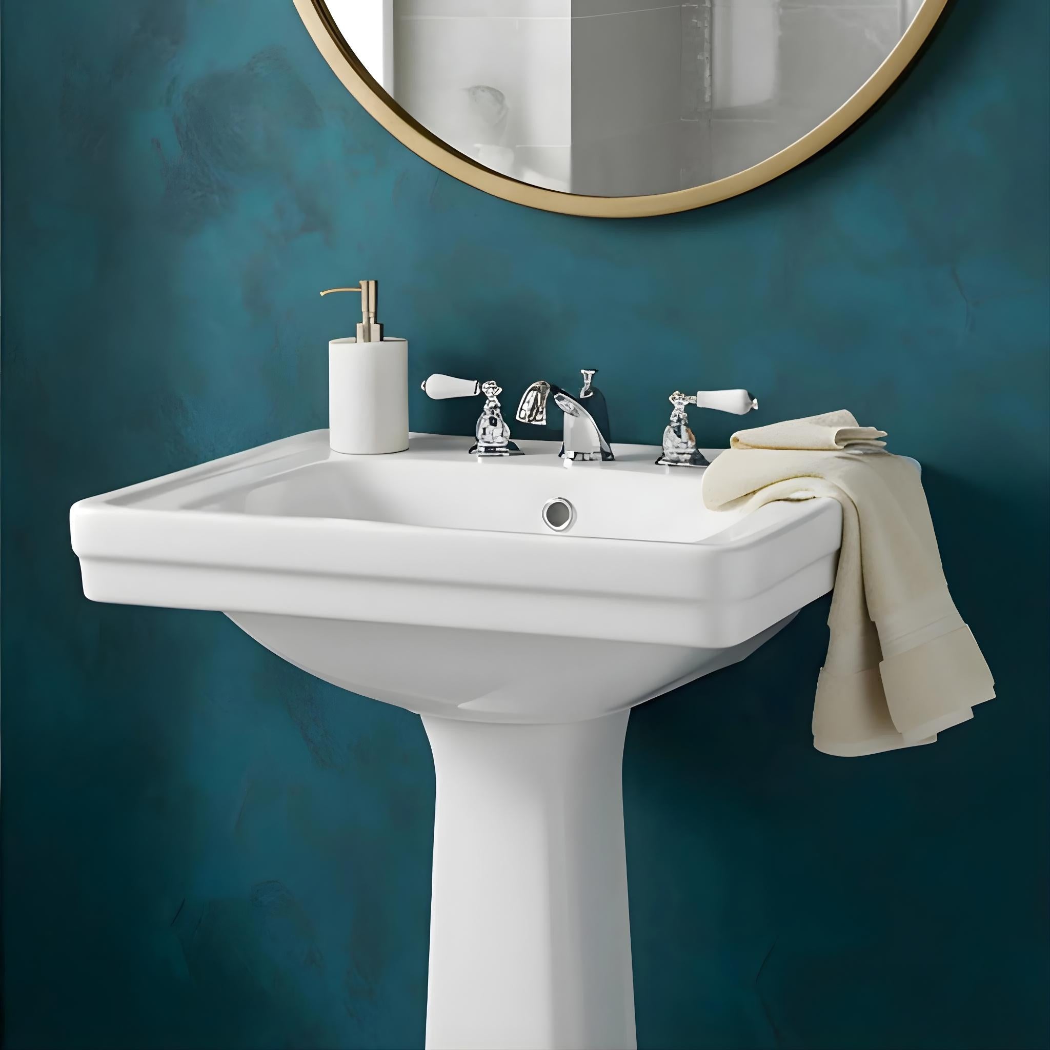 TURNER HASTINGS STAFFORD BASIN & PEDESTAL GLOSS WHITE 585MM X 680MM