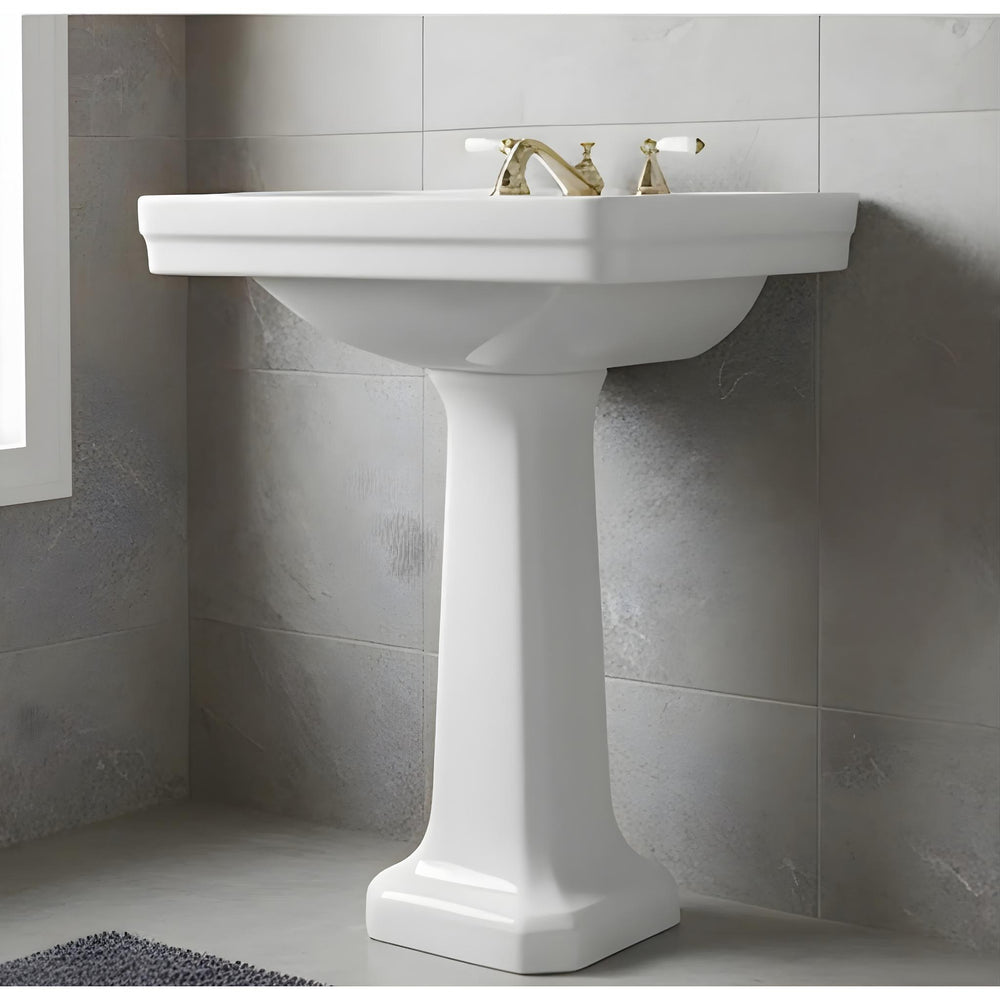 TURNER HASTINGS STAFFORD BASIN & PEDESTAL GLOSS WHITE 585MM X 680MM