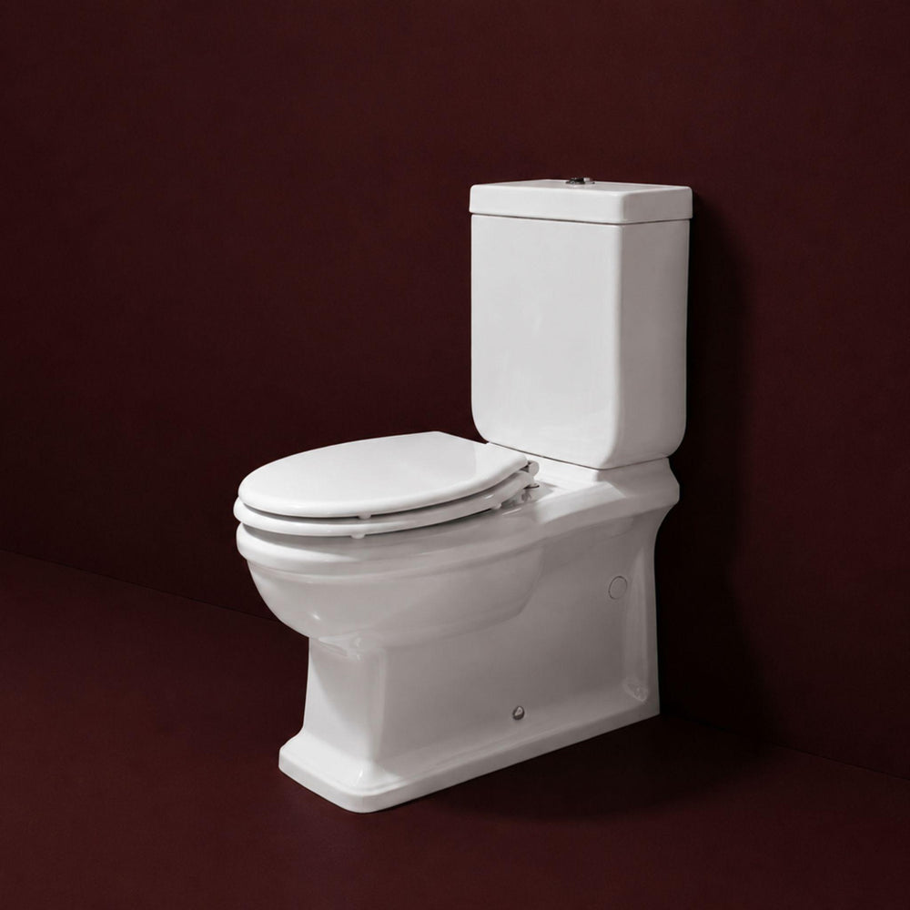TURNER HASTINGS STAFFORD BACK TO WALL TOILET SUITE GLOSS WHITE WITH CHROME HINGES