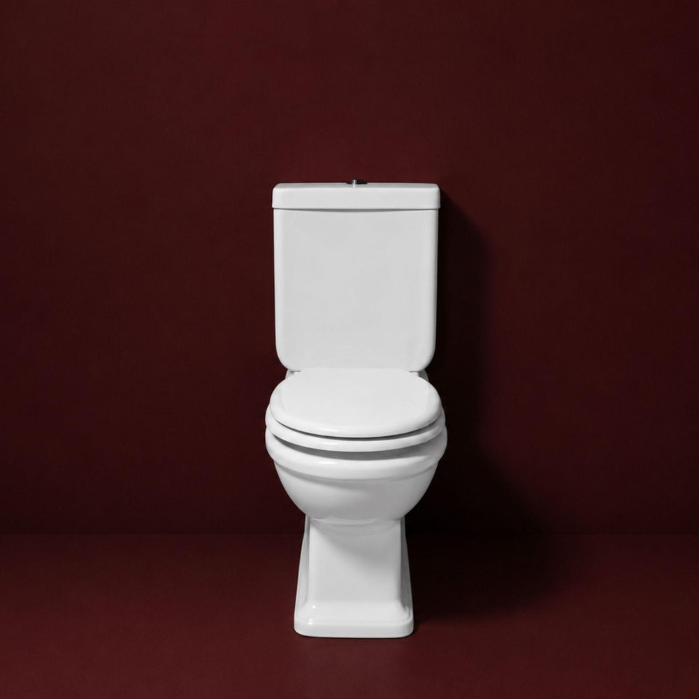TURNER HASTINGS STAFFORD BACK TO WALL TOILET SUITE GLOSS WHITE WITH CHROME HINGES
