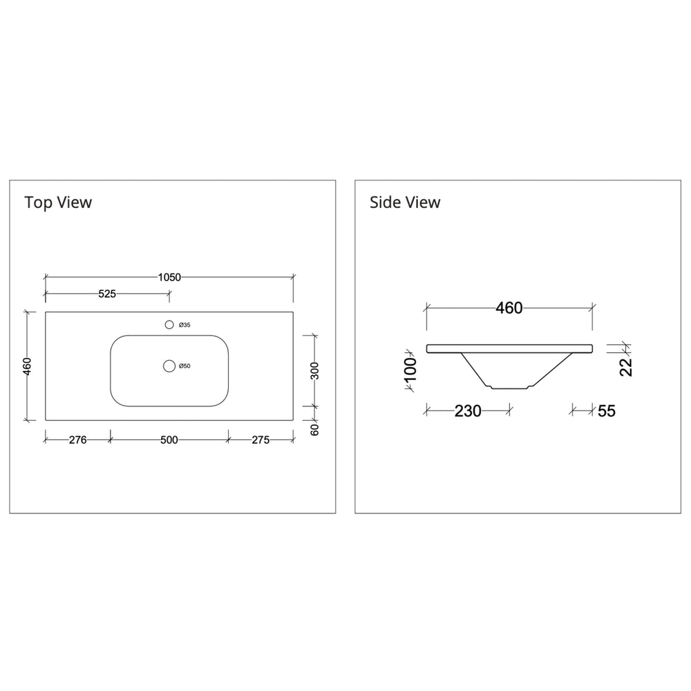 DUROCLASS STADIUM GLOSS WHITE SINGLE BOWL UNDERMOUNT VANITY TOP (MULTIPLE SIZES AVAILABLE)