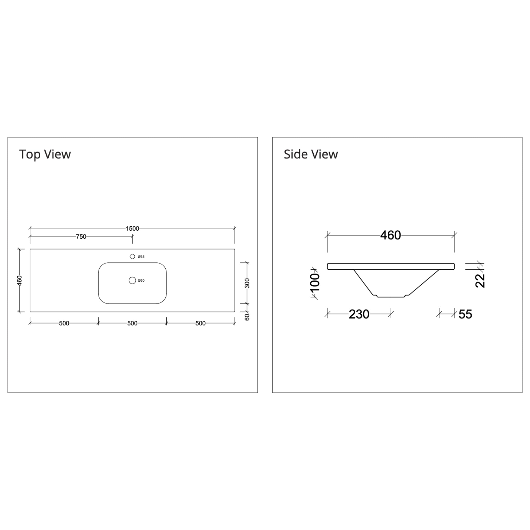 DUROCLASS STADIUM GLOSS WHITE SINGLE BOWL UNDERMOUNT VANITY TOP (MULTIPLE SIZES AVAILABLE)