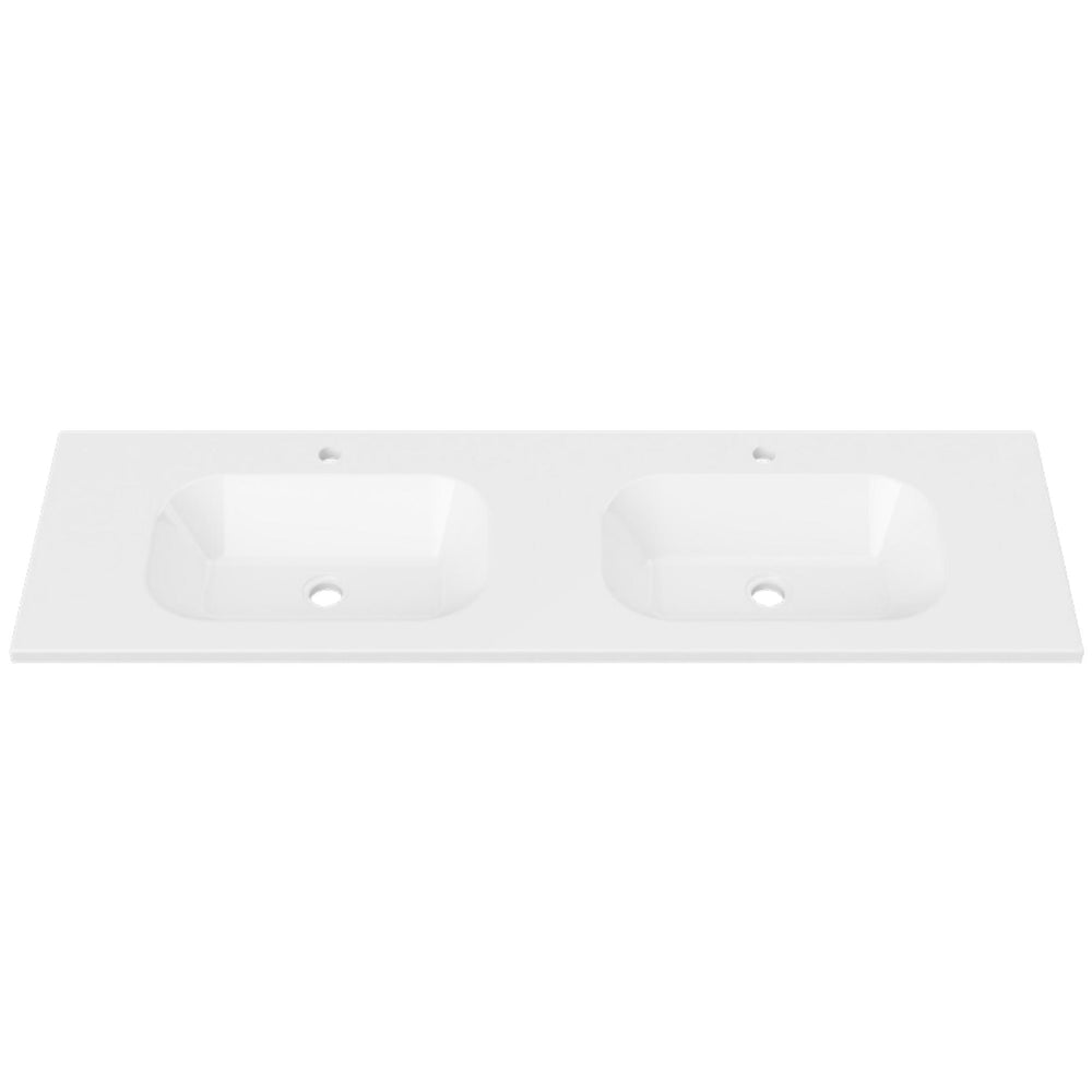 DUROCLASS STADIUM GLOSS WHITE DOUBLE BOWL UNDERMOUNT VANITY TOP (AVAILABLE IN 1500MM AND 1800MM)