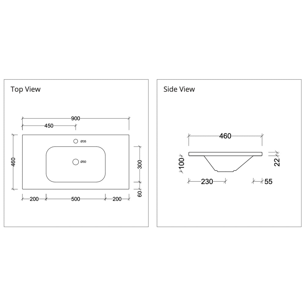 DUROCLASS STADIUM GLOSS WHITE SINGLE BOWL UNDERMOUNT VANITY TOP (MULTIPLE SIZES AVAILABLE)