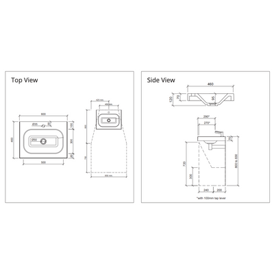 DUROCLASS STADIUM SINGLE BOWL WALL HUNG ACCESSIBLE BASIN GLOSS WHITE (MULTIPLE SIZES AVAILABLE)