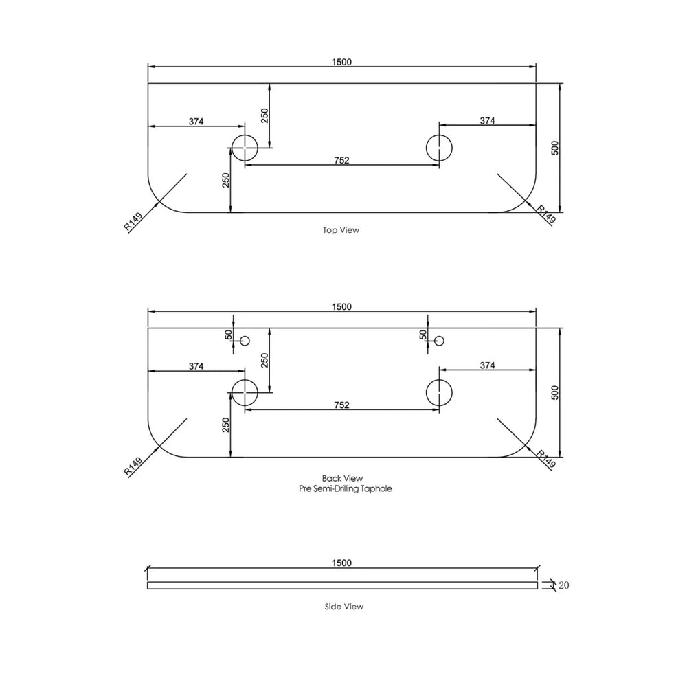 OTTI HAVANA ULTRA DELUXE PURE WHITE ABOVE COUNTER DOUBLE VANITY ARTIFICIAL STONE TOP (AVAILABLE IN 1500MM AND 1800MM)