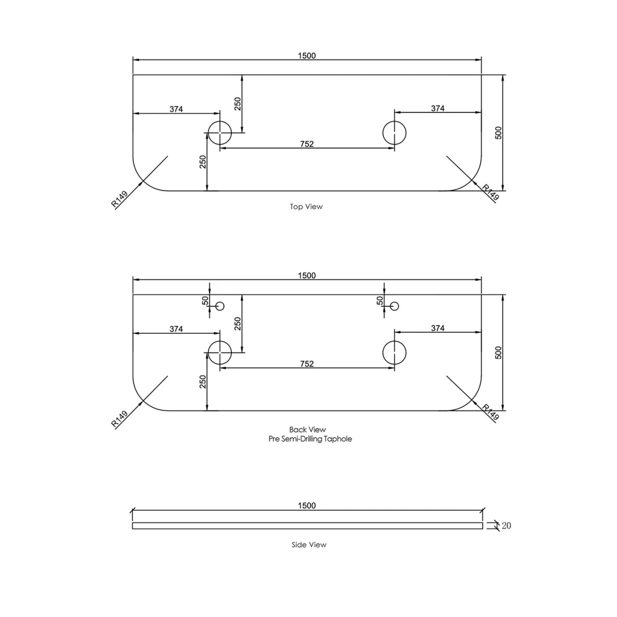 OTTI HAVANA ULTRA DELUXE PURE WHITE ABOVE COUNTER DOUBLE VANITY ARTIFICIAL STONE TOP (AVAILABLE IN 1500MM AND 1800MM)