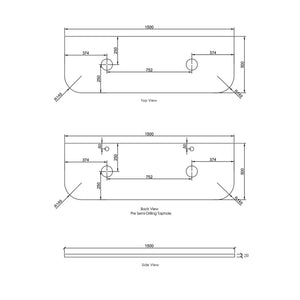 OTTI HAVANA ULTRA DELUXE PURE WHITE ABOVE COUNTER DOUBLE VANITY ARTIFICIAL STONE TOP (AVAILABLE IN 1500MM AND 1800MM)