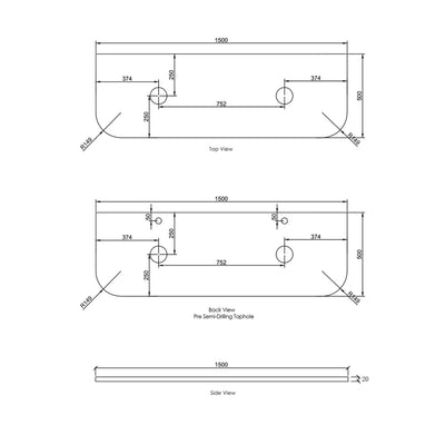 OTTI HAVANA ULTRA DELUXE PURE WHITE ABOVE COUNTER DOUBLE VANITY ARTIFICIAL STONE TOP (AVAILABLE IN 1500MM AND 1800MM)