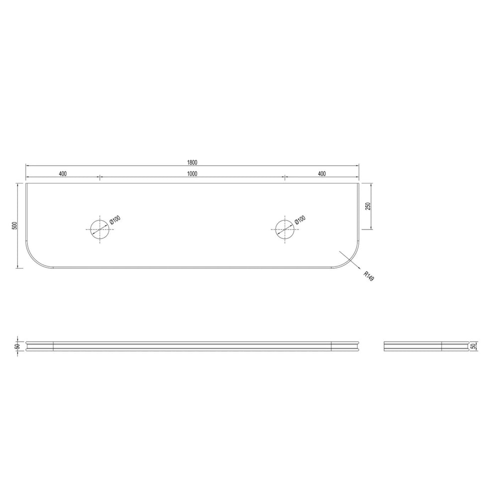 OTTI ENGLISH EDGE SAND DUNE ABOVE COUNTER DOUBLE VANITY SOLID SURFACE STONE TOP (AVAILABLE IN 1500MM AND 1800MM)