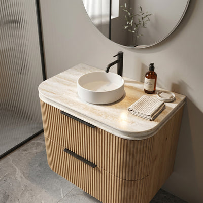 OTTI ENGLISH EDGE SAND DUNE ABOVE COUNTER SINGLE VANITY SOLID SURFACE STONE TOP (MULTIPLE SIZES AVAILABLE)