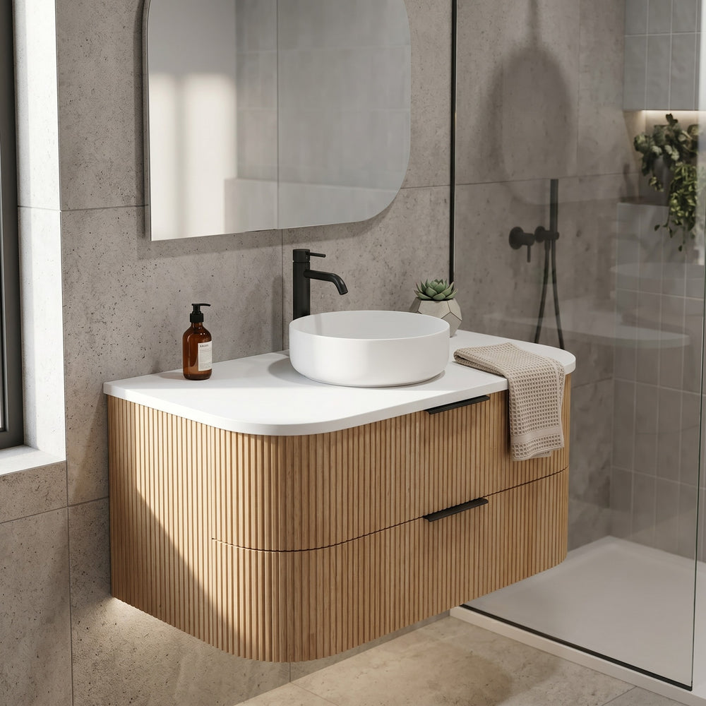 OTTI HAVANA ULTRA DELUXE PURE WHITE ABOVE COUNTER SINGLE VANITY ARTIFICIAL STONE TOP (MULTIPLE SIZES AVAILABLE)