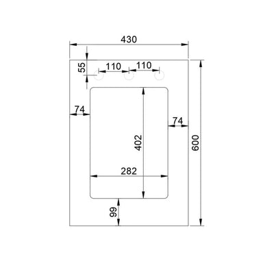 OTTI SOLID SURFACE PURE WHITE 430MM LAUNDRY STONE TOP