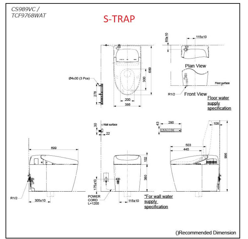 TOTO NEOREST RH INTEGRATED TOILET AND WASHLET W/ REMOTE CONTROL PACKAGE ELONGATED GLOSS WHITE