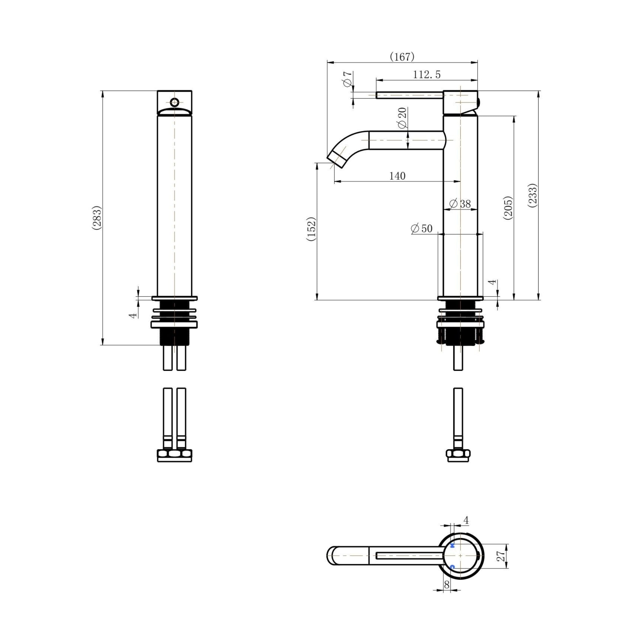 MODERN NATIONAL STAR MINI MID RISE LEAD FREE TALL BASIN MIXER 233MM DUSK