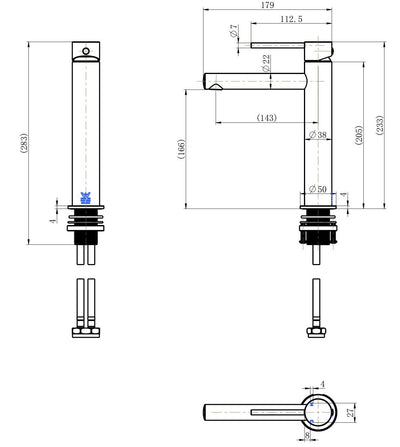 MODERN NATIONAL STAR MINI LEAD FREE MID RISE TALL BASIN MIXER 233MM BRUSHED CHROME