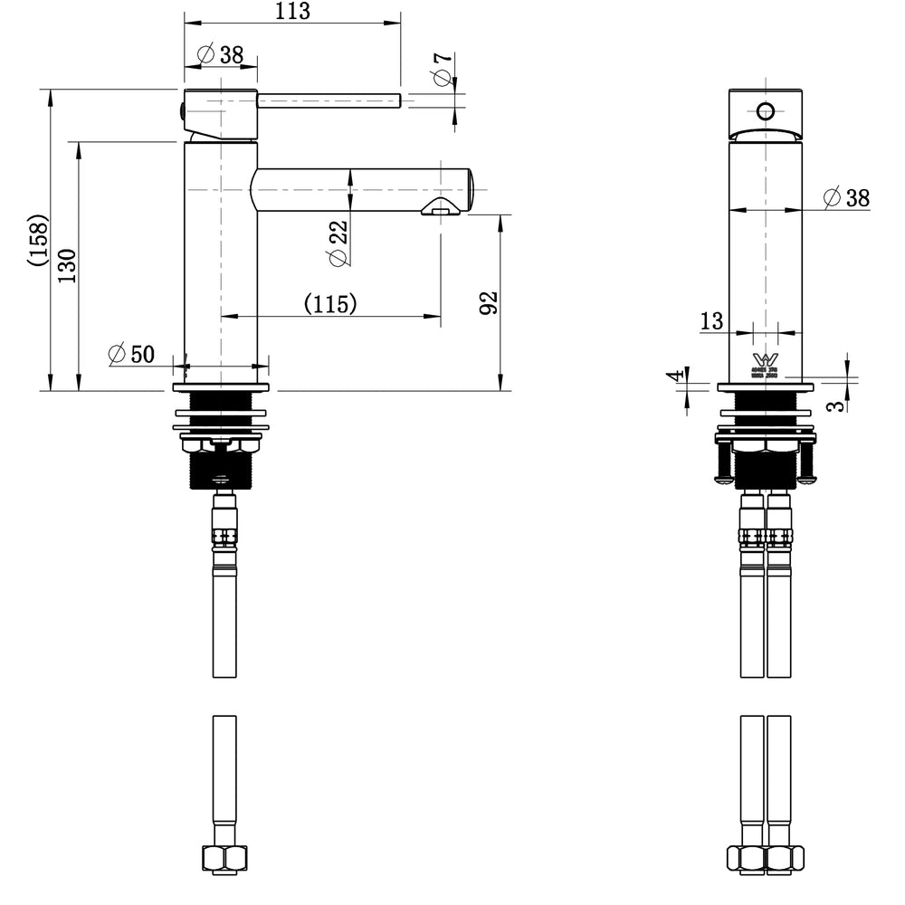 MODERN NATIONAL STAR MINI BASIN MIXER 158MM CHAMPAGNE