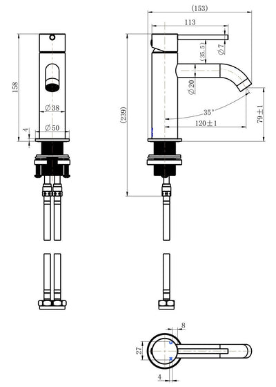 MODERN NATIONAL STAR MINI BASIN MIXER 158MM GUN METAL