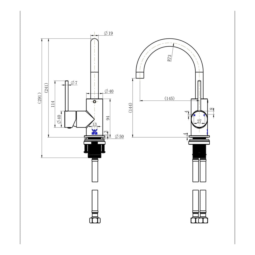MODERN NATIONAL STAR MINI KITCHEN MIXER 241MM DUSK