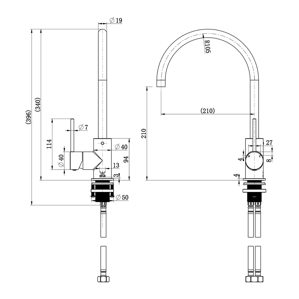 MODERN NATIONAL STAR MINI KITCHEN MIXER 340MM DUSK