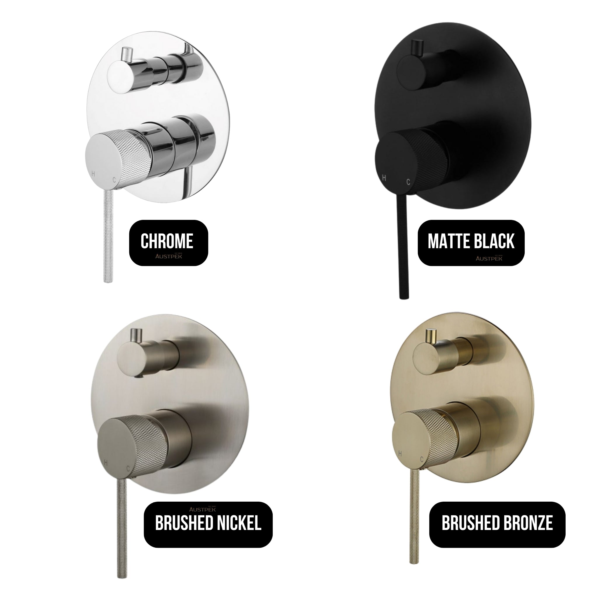 MODERN NATIONAL STAR MINI SHOWER DIVERTER MIXER WITH KNURLED HANDLE 130MM BRUSHED BRONZE