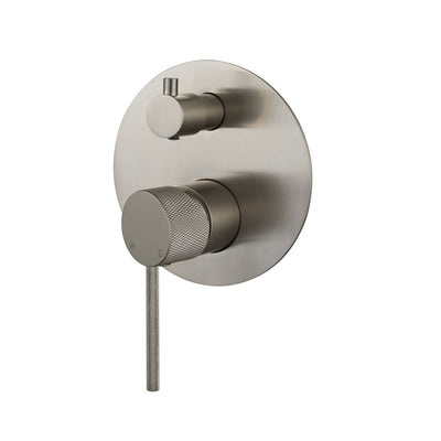 MODERN NATIONAL STAR MINI SHOWER DIVERTER MIXER WITH KNURLED HANDLE 130MM BRUSHED NICKEL