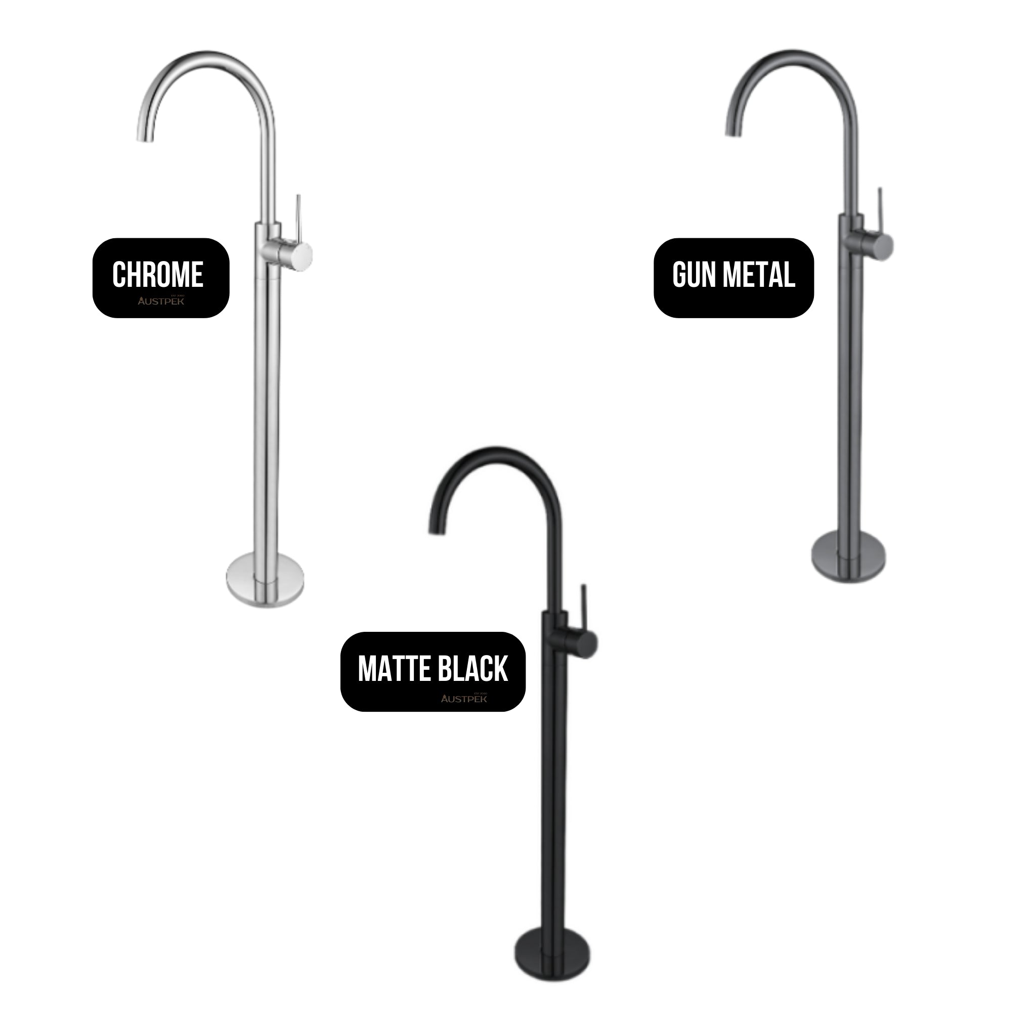 MODERN NATIONAL STAR MINI FREESTANDING BATH MIXER 984MM GUN METAL