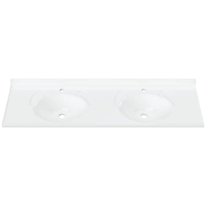 DUROCLASS SUPREME GLOSS WHITE DOUBLE BOWL UNDERMOUNT VANITY TOP (MULTIPLE SIZES AVAILABLE)