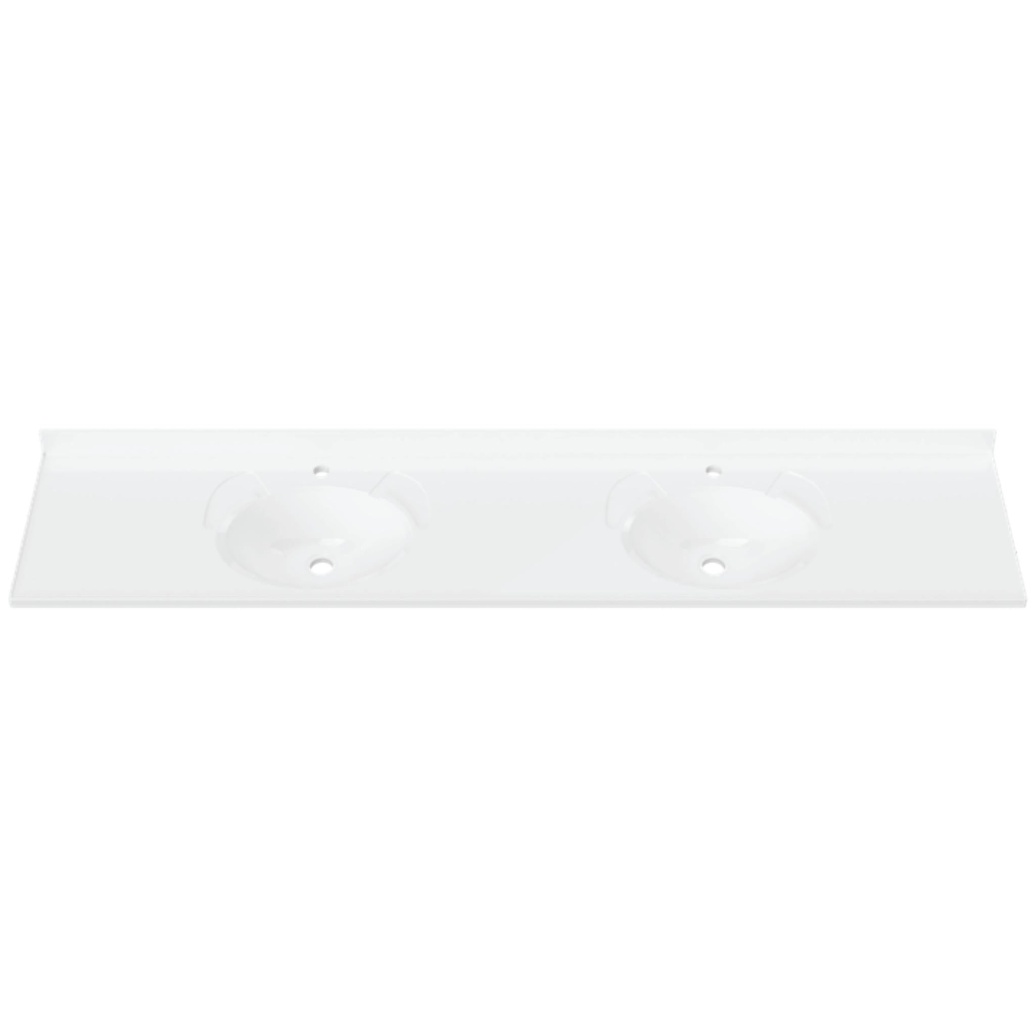 DUROCLASS SUPREME GLOSS WHITE DOUBLE BOWL UNDERMOUNT VANITY TOP (MULTIPLE SIZES AVAILABLE)