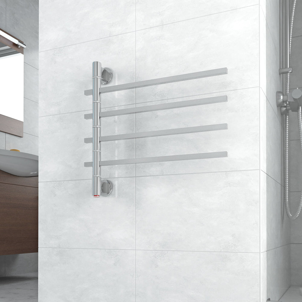 THERMOGROUP STRAIGHT SQUARE SWIVEL HEATED TOWEL RAIL 600MM