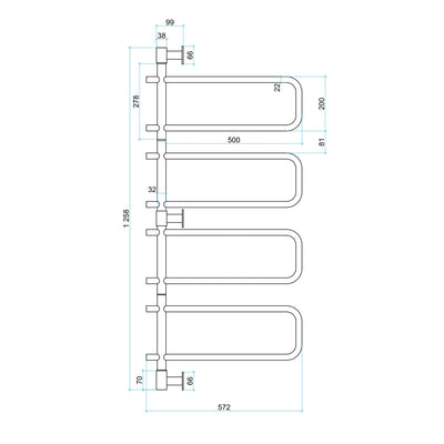THERMOGROUP ROUND SWIVEL HEATED TOWEL RAIL POLISHED STAINLESS STEEL 1260MM