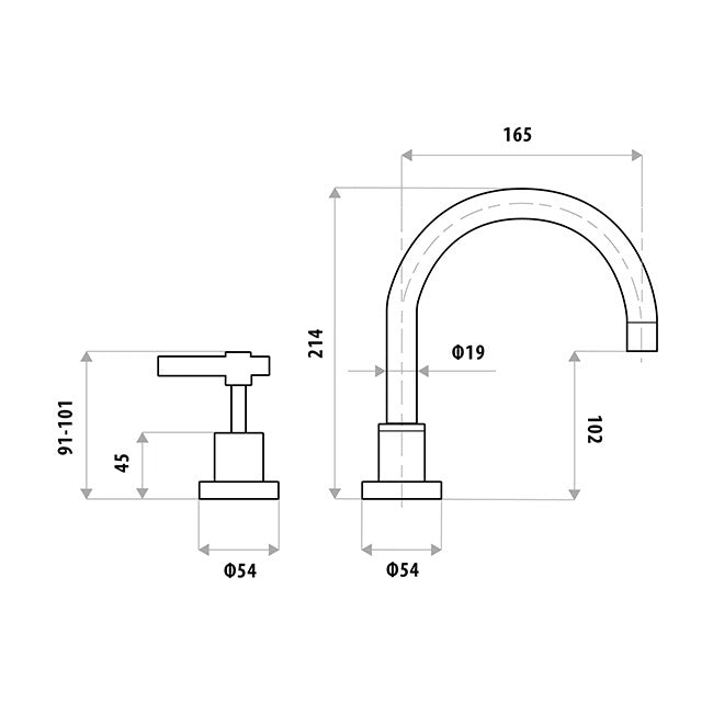 LINKWARE SABINE LEVER VANITY HOB SINK SET CHROME