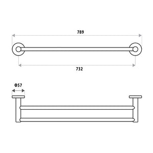 LINKWARE SABINE DOUBLE NON-HEATED TOWEL RAIL 732MM CHROME