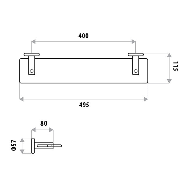 LINKWARE SABINE GLASS SHELF CHROME