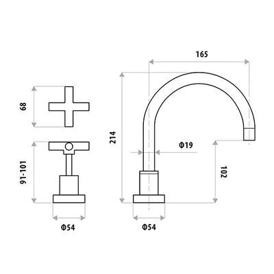 LINKWARE SABINE HOB SINK SET CHROME