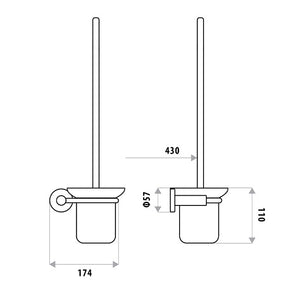 LINKWARE SABINE TOILET PAN BRUSH AND HOLDER CHROME