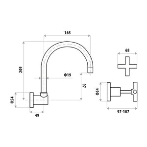 LINKWARE SABINE WALL SINK SET CHROME