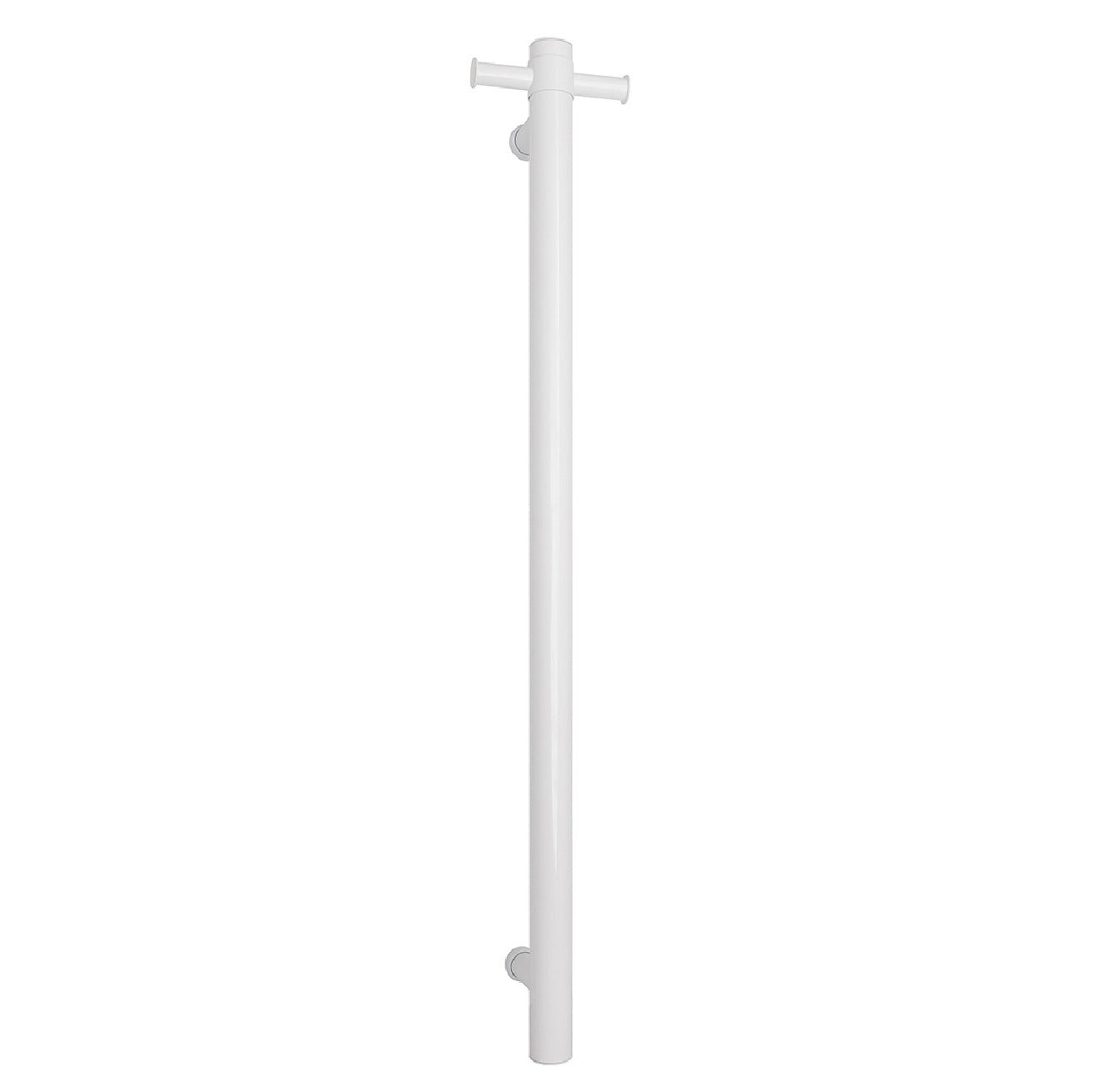 THERMOGROUP SATIN WHITE STRAIGHT ROUND VERTICAL SINGLE HEATED TOWEL RAIL 900MM