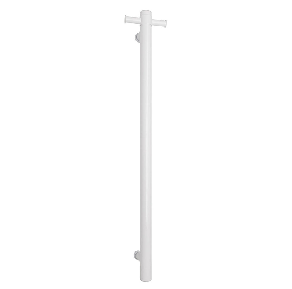 THERMOGROUP STRAIGHT ROUND VERTICAL SINGLE HEATED TOWEL RAIL 900MM SATIN WHITE