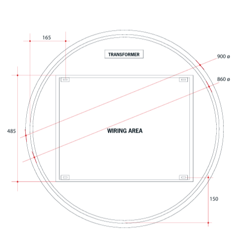 THERMOGROUP ABLAZE PREMIUM RS RANGE BACK-LIT MIRROR 900MM