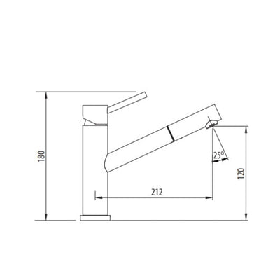 OLIVERI ESSENTE 316 LEAD FREE SWIVEL MIXER 180MM STAINLESS STEEL