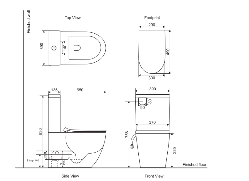 BEL BAGNO ALEXANDER-R RIMLESS BACK TO WALL TOILET SUITE GLOSS WHITE