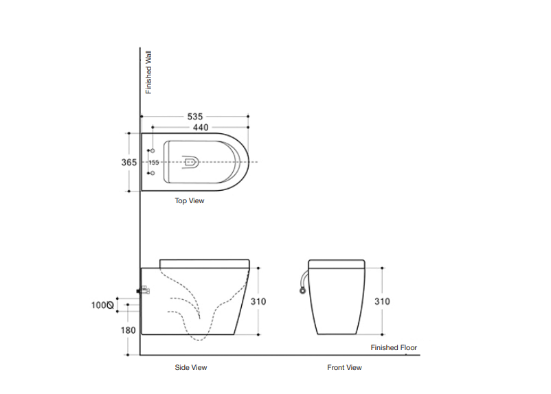 BEL BAGNO FLAY-R WALL HUNG PAN GLOSS WHITE