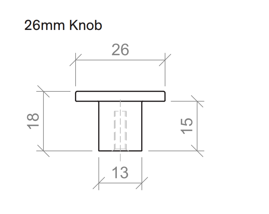 TIMBERLINE FLAT KNOB HANDLE 26MM BRUSHED NICKEL
