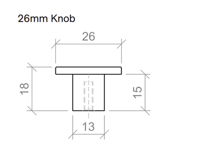 TIMBERLINE FLAT KNOB HANDLE 26MM CHROME