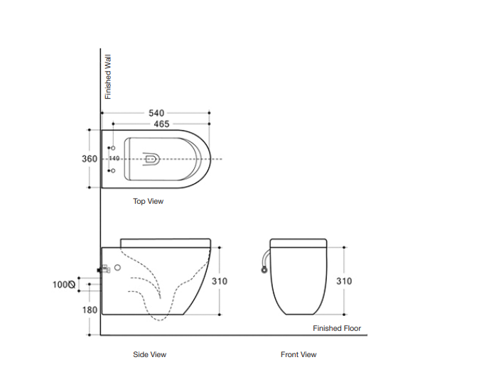 BEL BAGNO ALEXANDER-R WALL HUNG PAN GLOSS WHITE