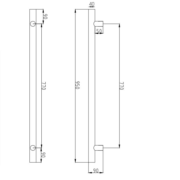 RADIANT HEATING VERTICAL ROUND HEATED SINGLE TOWEL RAIL BRUSHED COPPER 950MM
