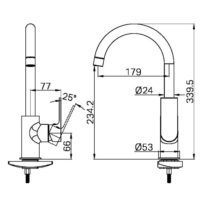 NERO BIANCA LEAD FREE KITCHEN MIXER GOOSENECK SPOUT 339MM BRUSHED BRONZE